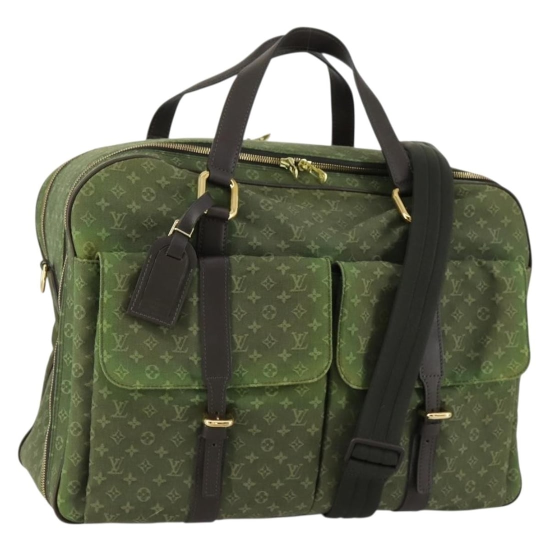 Louis Vuitton MB0082 Monogram Mini Claudine Boston Bag Khaki: Louis Vuitton MB0082 Monogram Mini Claudine Boston Bag Khaki Louis Vuitton Monogram Mini Claudine Boston bag in khaki canvas, made in France. This women's bag includes a name tag and shoulder strap. C