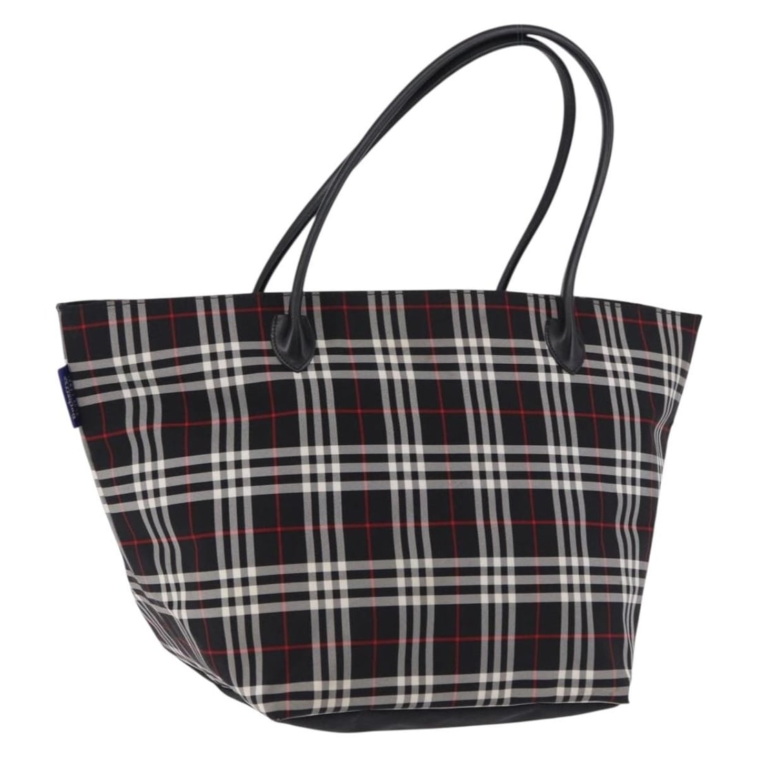 Burberrys Blue Label Nova Check Nylon Tote in Black Silver: Burberrys Blue Label Nova Check Nylon Tote in Black Silver Burberrys Blue Label tote bag in black and silver nylon. This women's tote was made in Japan and comes only with the item shown; the original