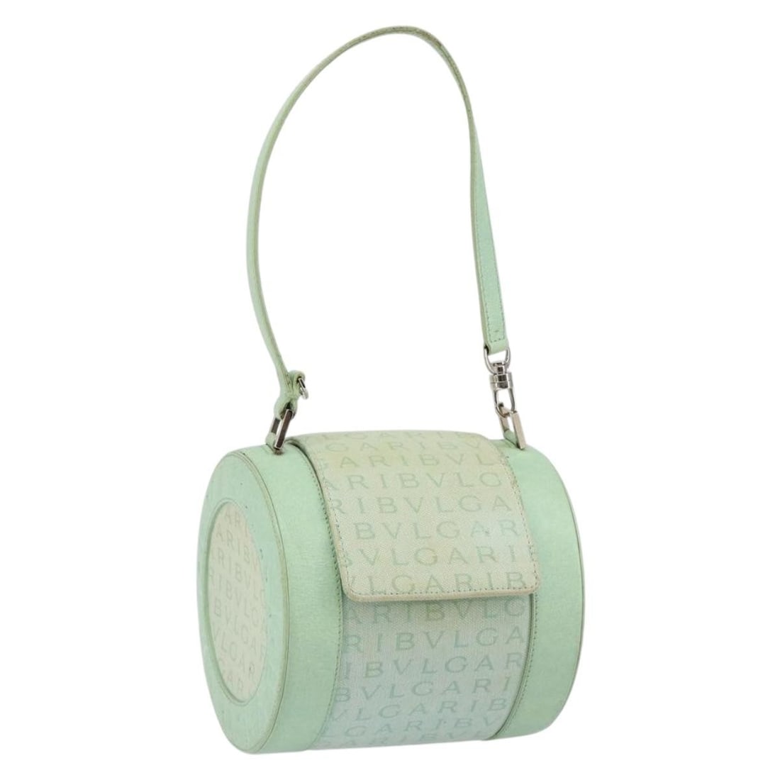 BVLGARI Logo Mania Green Emerald Canvas Shoulder Bag Made in Italy: BVLGARI Logo Mania Green Emerald Canvas Shoulder Bag Made in Italy Elevate your accessory game with this BVLGARI Logo Mania Shoulder Bag, a stylish piece crafted in Italy. Made from high-quality canva