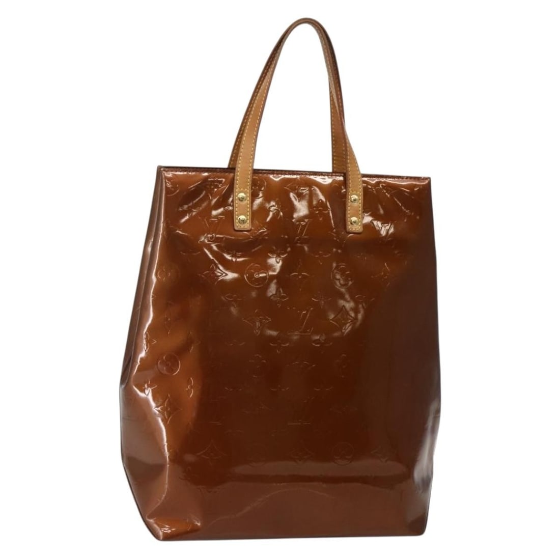 LOUIS VUITTON Bronze Monogram Vernis Reade MM Hand Bag M91143: LOUIS VUITTON Bronze Monogram Vernis Reade MM Hand Bag M91143 This authentic LOUIS VUITTON Monogram Vernis Reade MM Hand Bag showcases a stunning bronze patent leather exterior that exudes elegance. M