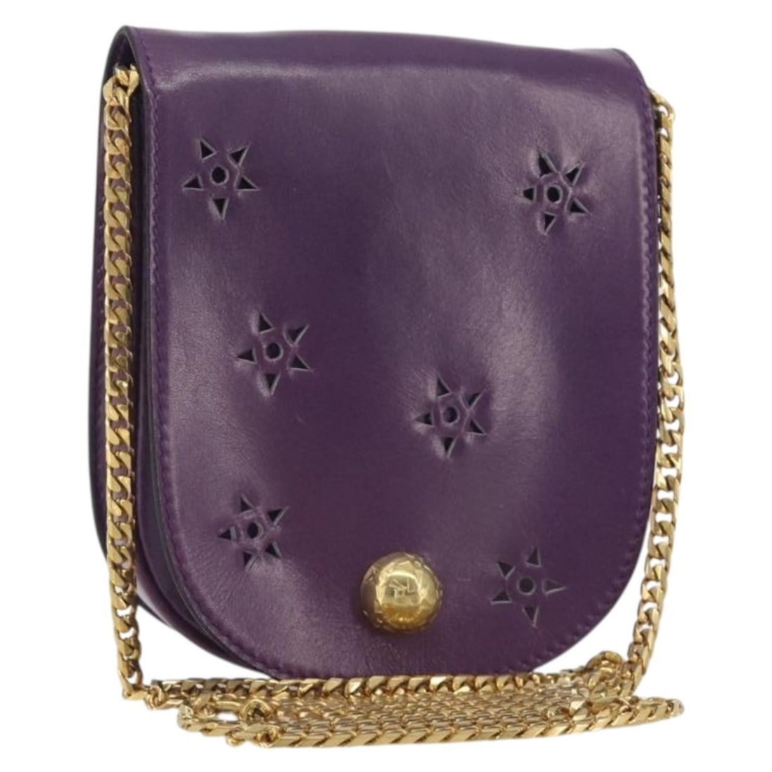 CELINE Star Ball Chain Leather Shoulder Bag Purple Gold Italy: CELINE Star Ball Chain Leather Shoulder Bag Purple Gold Italy Celine Star Ball Chain shoulder bag in purple and gold leather. This women's shoulder bag is made in Italy and includes only the item show