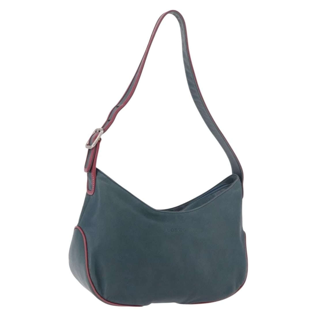 LOEWE Green Leather Shoulder Bag with Silver Tone Hardware: LOEWE Green Leather Shoulder Bag with Silver Tone Hardware Authentic LOEWE women's shoulder bag in green leather with silver-tone accents, made in Spain. This shoulder bag is offered without the origi