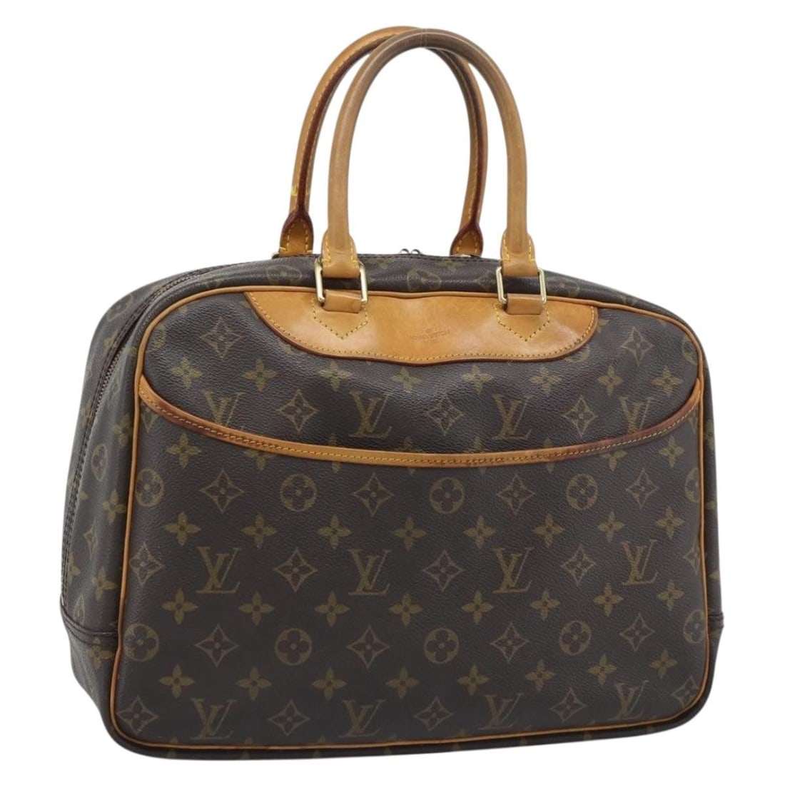 Louis Vuitton M47270 Deauville Monogram Canvas Handbag: Louis Vuitton M47270 Deauville Monogram Canvas Handbag Louis Vuitton Deauville handbag in Monogram Canvas, made in France. This women's handbag is a heavily used piece with visible wear throughout, in
