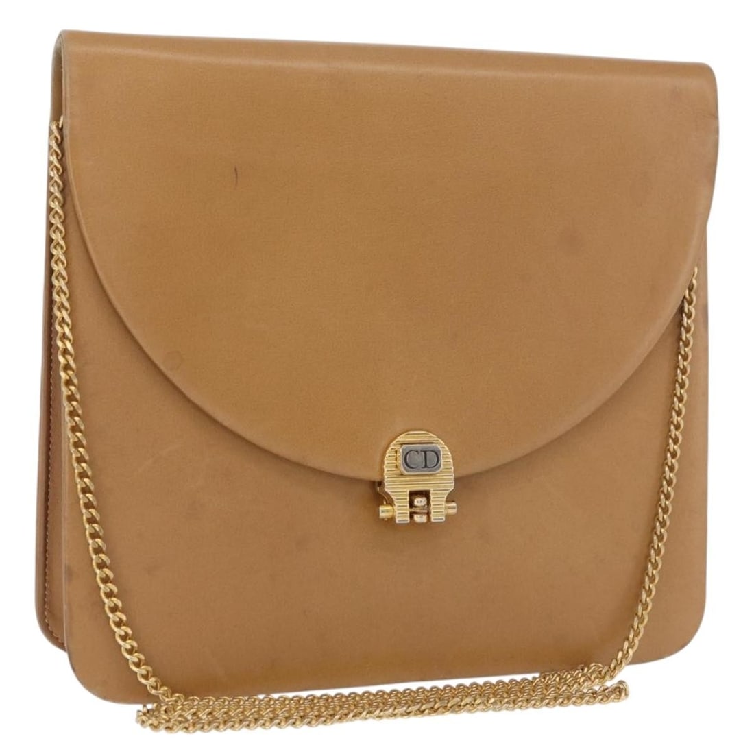 Christian Dior Leather Shoulder Bag Beige Gold Chain France: Christian Dior Leather Shoulder Bag Beige Gold Chain France Christian Dior shoulder bag in beige leather with gold-tone accents. Made in France, this women's bag has a compact chain-strap silhouette. 