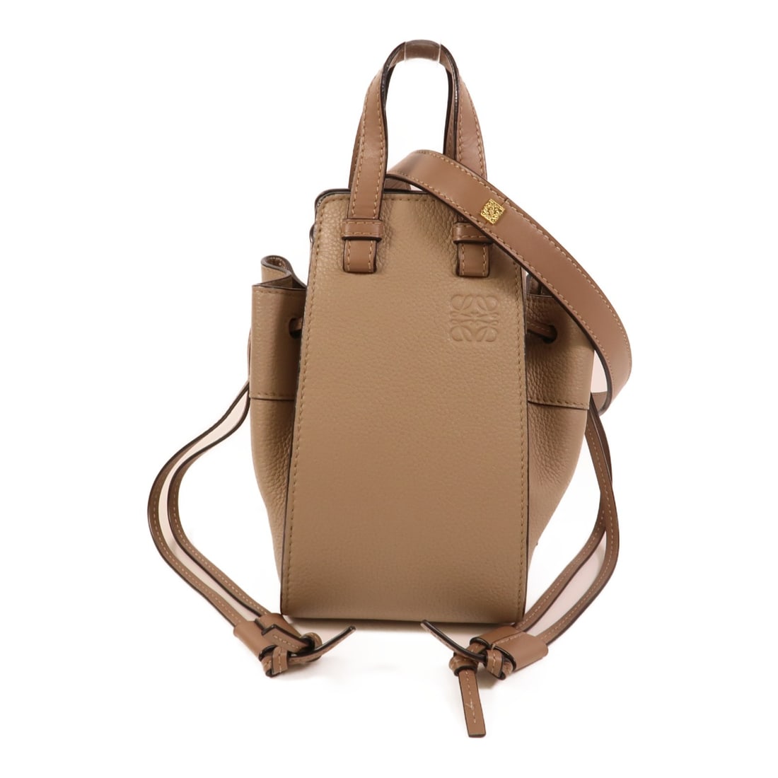 LOEWE Mini Hammock Calfskin 2way Shoulder Bag BrownxSand (1 of 12)