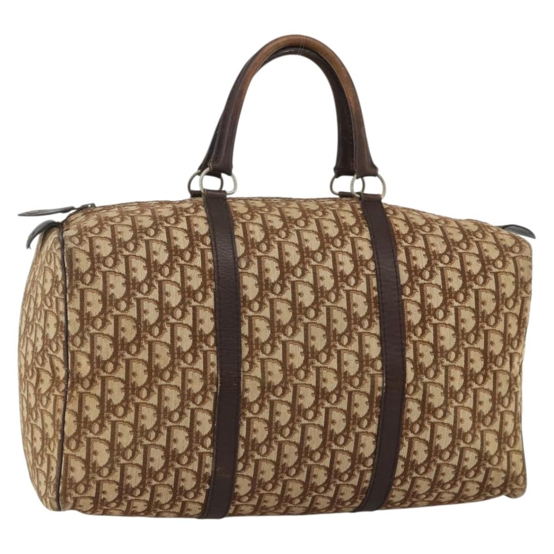 Christian Dior Beige Silver Trotter Canvas Boston Bag: Christian Dior Beige Silver Trotter Canvas Boston Bag Authentic Christian Dior Boston bag in beige and silver Trotter canvas, made in France. This women's bag is offered without the original box or du