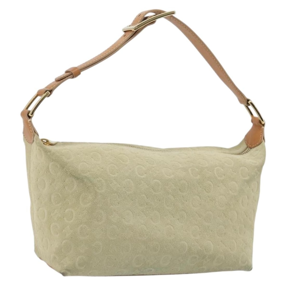 CELINE Macadam Suede Handbag Beige Gold Tone Italy (1 of 18)