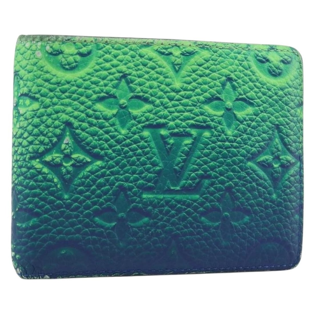 Louis Vuitton M81242 Clemence Illusion Slender Wallet Green: Louis Vuitton M81242 Clemence Illusion Slender Wallet Green Louis Vuitton Taurillon Clemence Illusion Portefeuille Slender wallet in green Monogram Canvas. This wallet is made in France and includes t