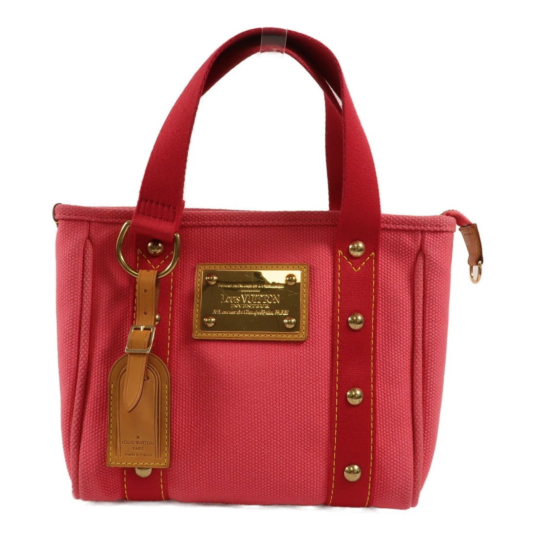 Louis Vuitton M40088 Cabas PM Pink Canvas Handbag: Louis Vuitton M40088 Cabas PM Pink Canvas Handbag Louis Vuitton Antique Cabas PM handbag in pink canvas. This women's handbag features the model number M40088 and includes a name tag. Condition is B w