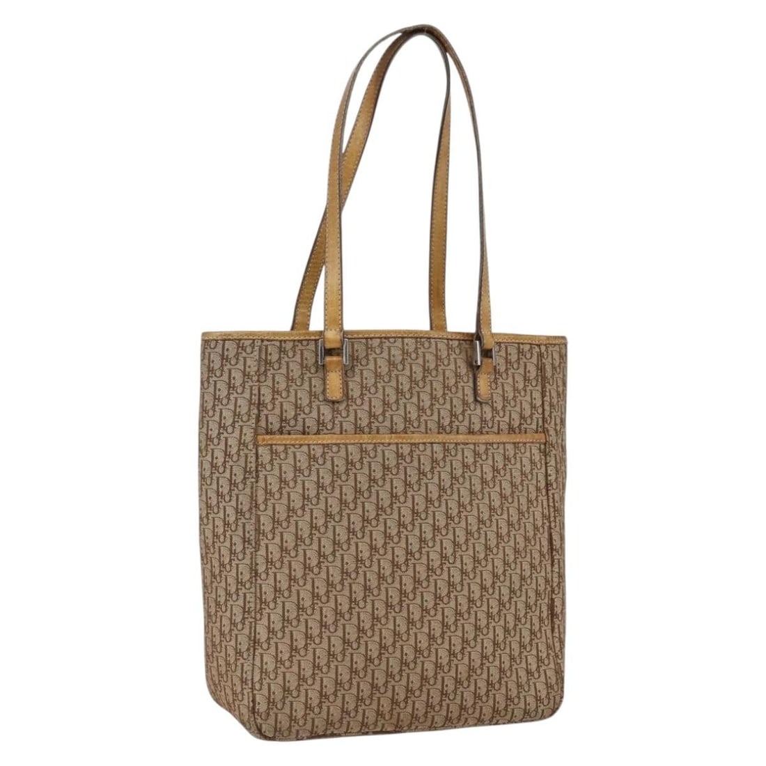 Christian Dior Beige Silver Trotter Canvas Tote: Christian Dior Beige Silver Trotter Canvas Tote Christian Dior tote bag in Trotter Canvas with a beige and silver exterior. Made in Italy, this women's bag features a handle drop of approximately 23 c