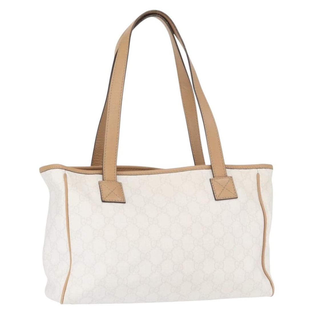 Gucci White Gold PVC Leather Tote 264221 Women Italy: Gucci White Gold PVC Leather Tote 264221 Women Italy This GUCCI GG Supreme tote bag features a white and gold color scheme, crafted from durable PVC leather and GG canvas. Made in Italy, this women's 
