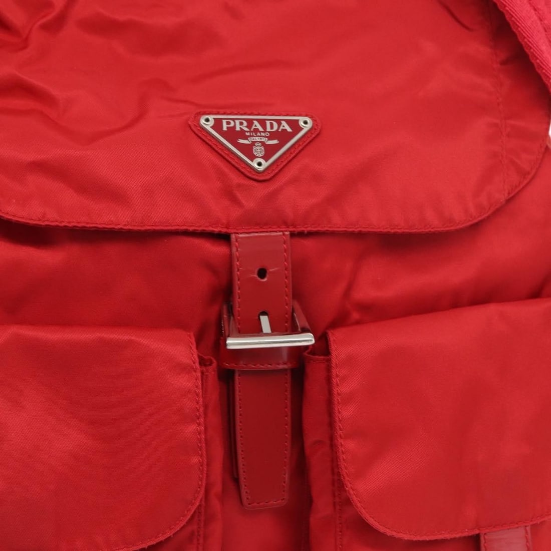 PRADA Red Silver Nylon Backpack Authentic AR13819 - 18