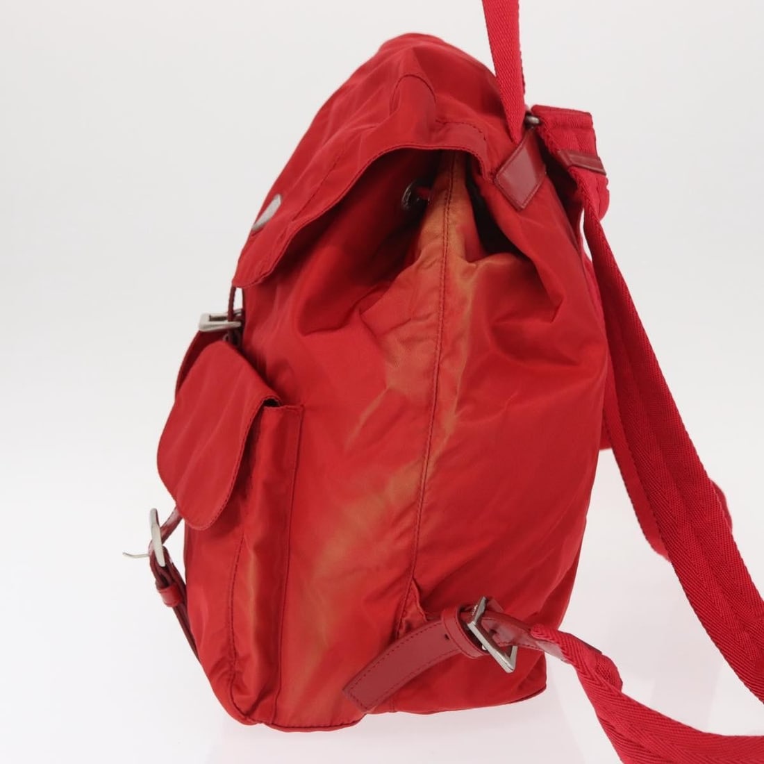 PRADA Red Silver Nylon Backpack Authentic AR13819 - 4