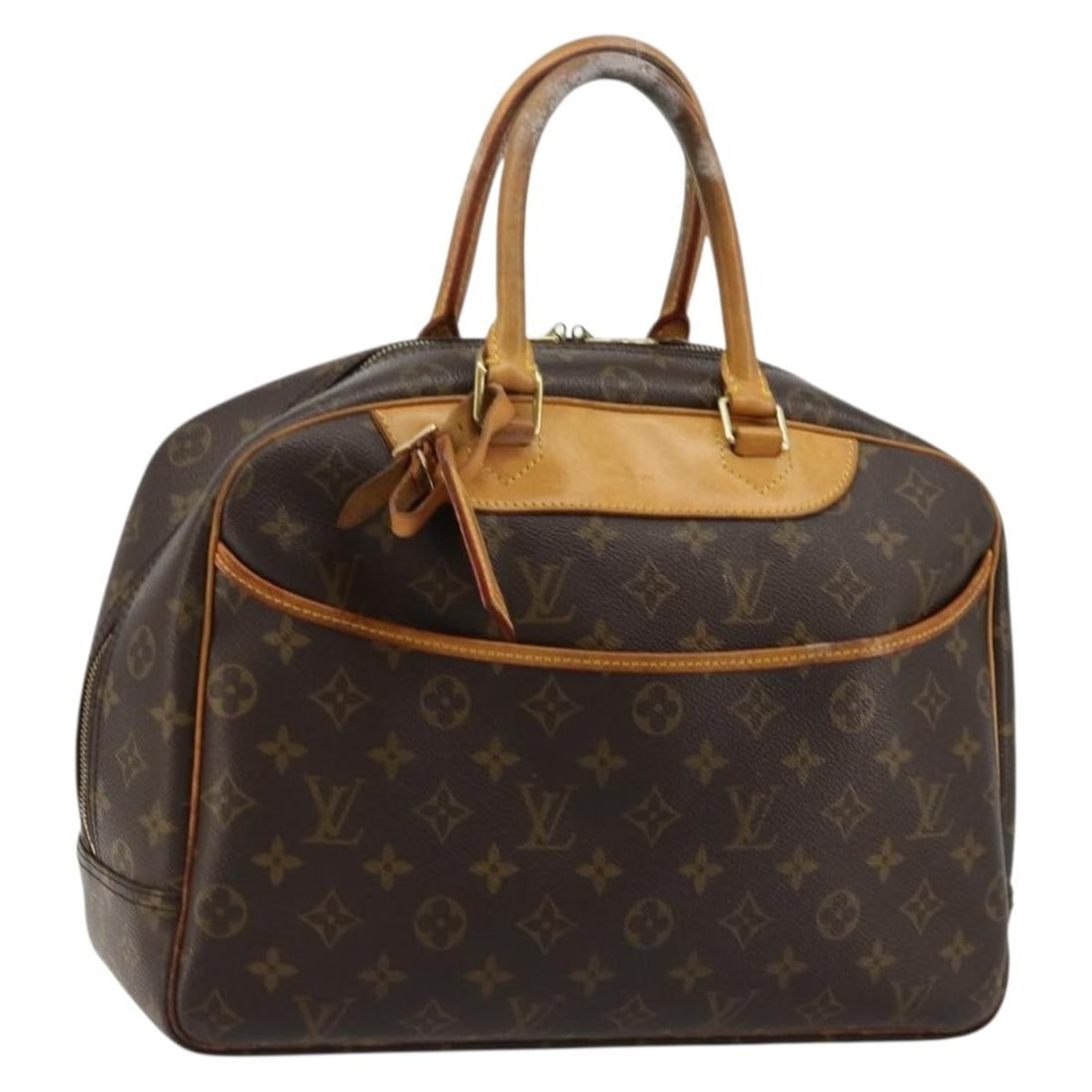 Louis Vuitton Deauville Monogram Canvas Hand Bag M47270: Louis Vuitton Deauville Monogram Canvas Hand Bag M47270 Louis Vuitton Deauville handbag in Monogram canvas with a structured silhouette and top handles. This women's bag includes a name tag and is mar