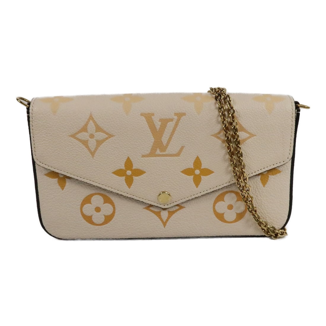 Louis Vuitton Pochette Felicie M80498 Monogram Empreinte Shoulder Bag: Louis Vuitton Pochette Felicie M80498 Monogram Empreinte Shoulder Bag Louis Vuitton Pochette Felicie M80498 in Monogram Empreinte calfskin with a cream and saffron color combination. This women's shou