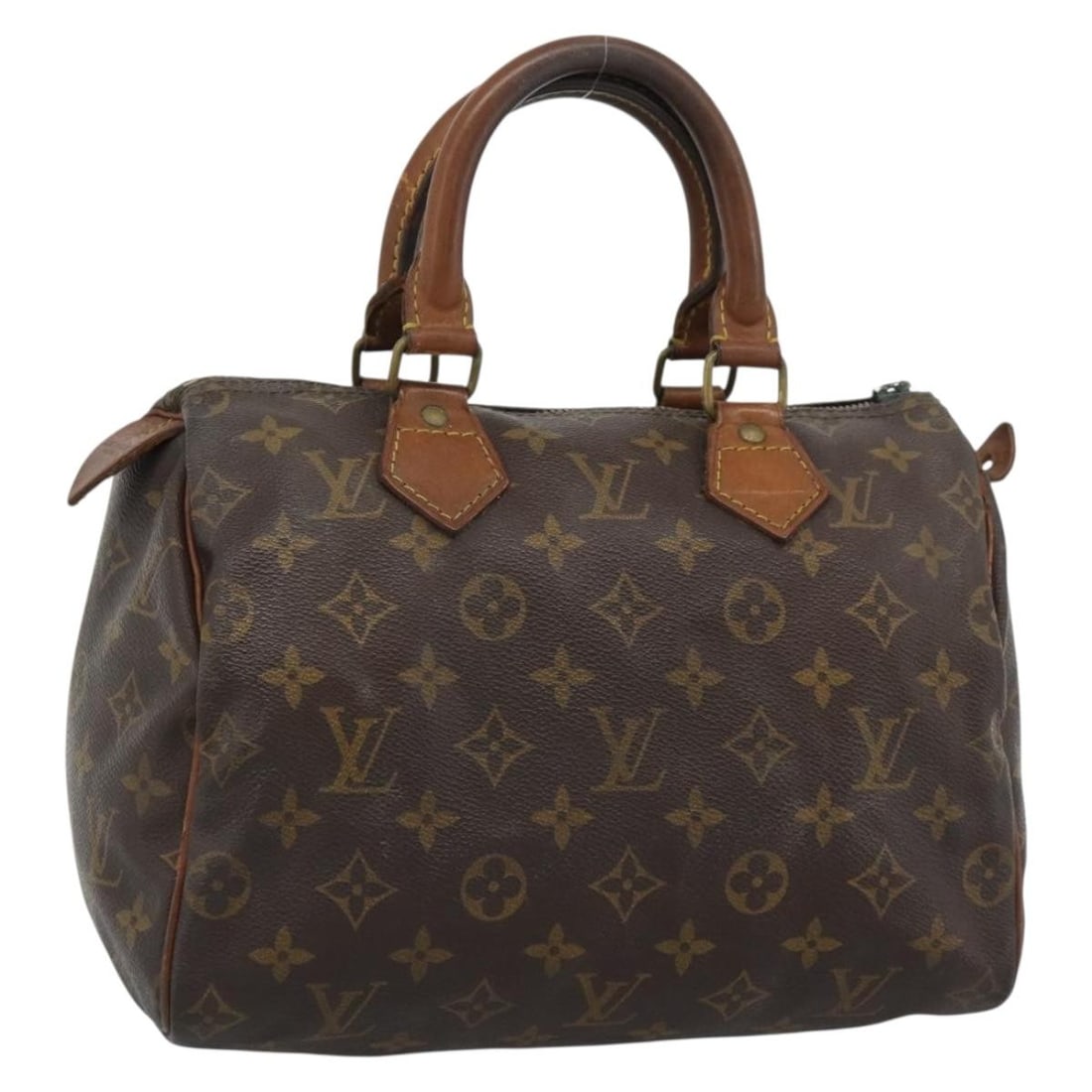 Louis Vuitton M41528 Speedy 25 Monogram Canvas Handbag: Louis Vuitton M41528 Speedy 25 Monogram Canvas Handbag Louis Vuitton Speedy 25 handbag in Monogram canvas, designed for women and made in France. This pre-owned bag shows heavy use, including shape lo