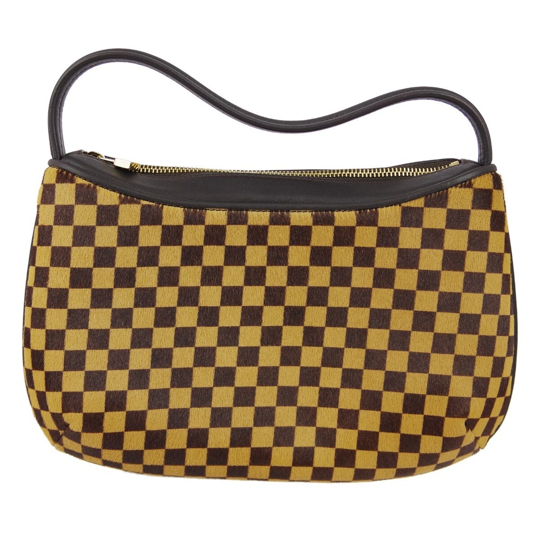Louis Vuitton Tiger Top Handle Bag Damier Sauvage Brown M92132: Louis Vuitton Tiger Top Handle Bag Damier Sauvage Brown M92132 Louis Vuitton Damier Sauvage Tiger handbag in brown and beige with pony hair and leather construction. This small top handle bag features