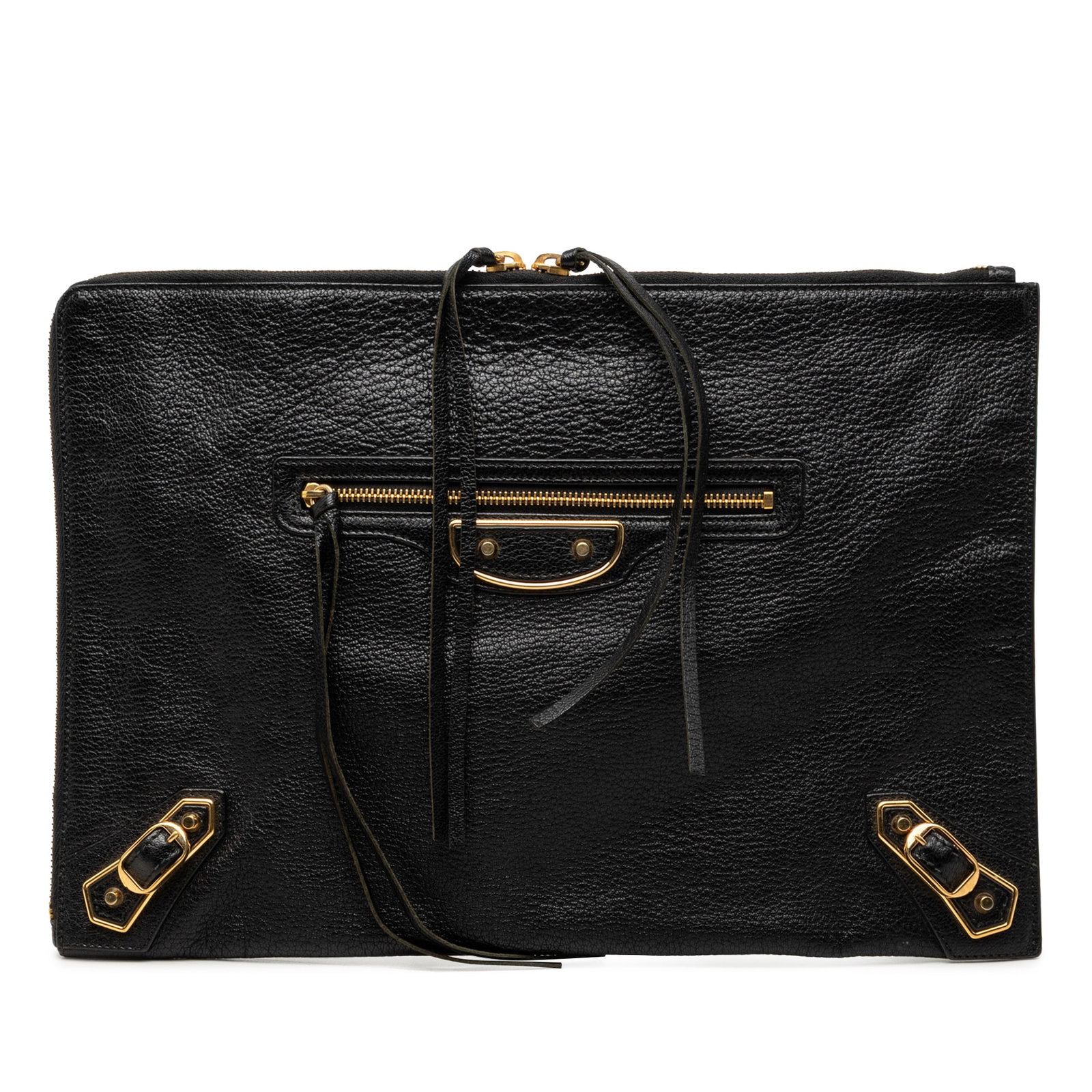 Balenciaga Motocross Classic Metallic Edge Medium goatskin clutch: Balenciaga Motocross Classic Metallic Edge Medium goatskin clutch Balenciaga Medium Motocross Classic Metallic Edge clutch crafted in goatskin leather. This zip-top clutch features an exterior front z