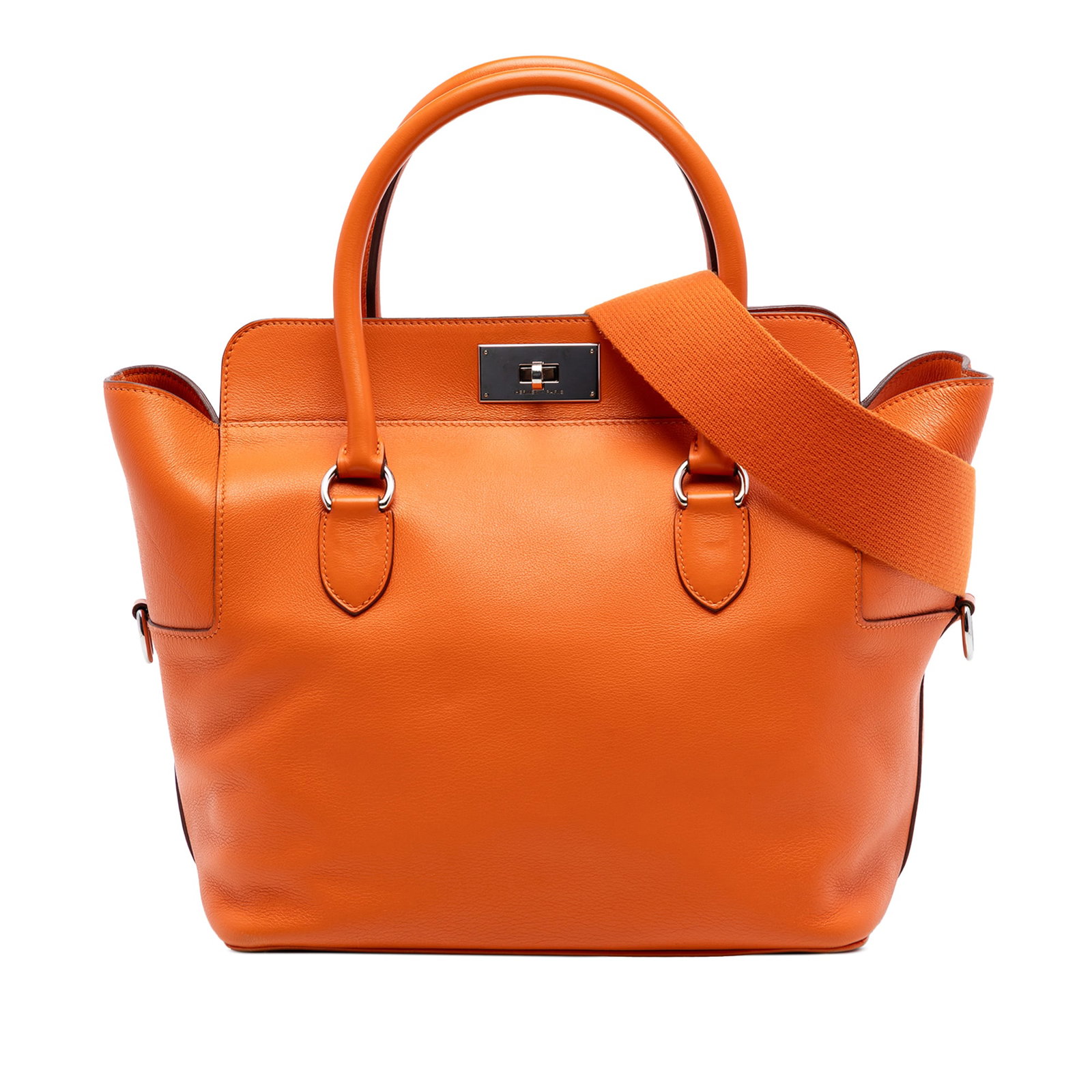 Hermes Toolbox 26 Feu Orange Swift Leather Handbag with Detachable Strap (1 of 7)