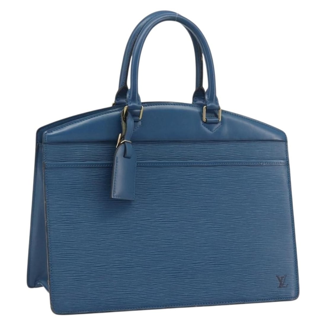 Louis Vuitton M48185 Riviera Blue Epi Leather Handbag: Louis Vuitton M48185 Riviera Blue Epi Leather Handbag Louis Vuitton Riviera handbag in blue Epi leather. This women's bag includes a name tag and is made in France. Condition is heavily used, with rub
