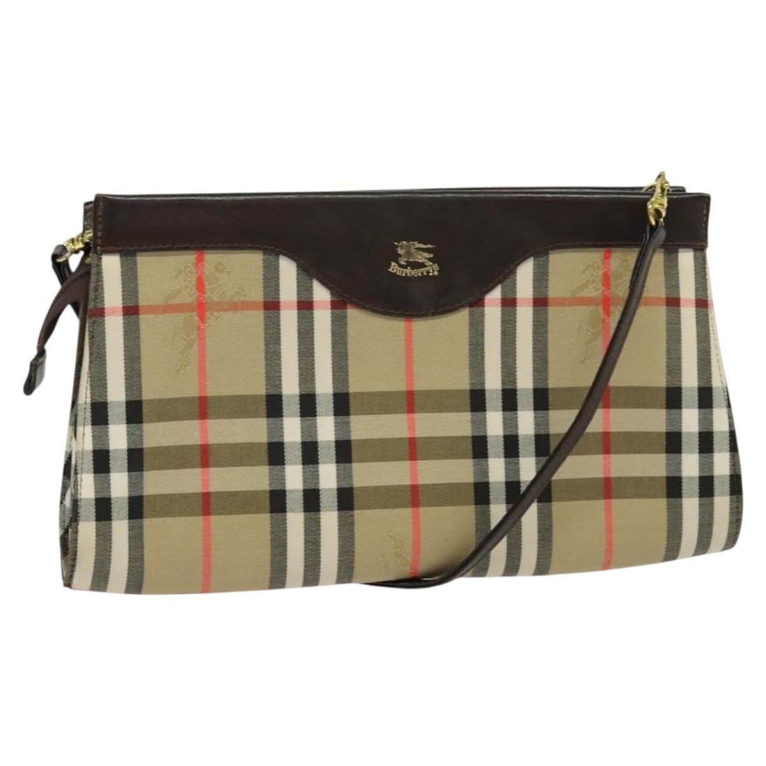 Burberrys shoulder bag in beige canvas with Nova Check: Burberrys shoulder bag in beige canvas with Nova Check Vintage Burberrys shoulder bag in beige and gold canvas with the classic Nova Check design. Made in England for women, this bag is offered as sho