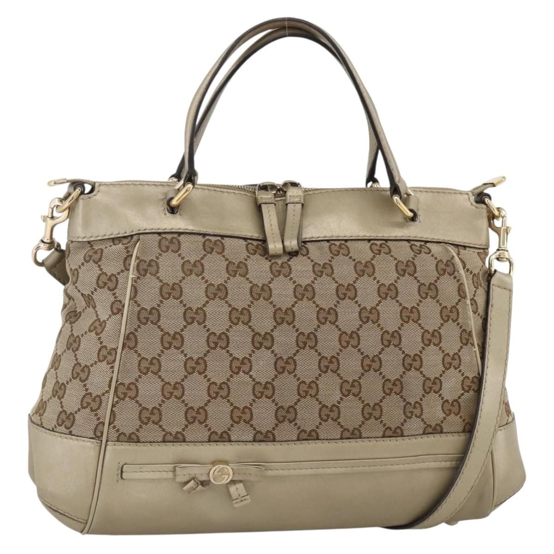 Gucci 269894 GG Canvas 2 Way Handbag Beige Gold Strap: Gucci 269894 GG Canvas 2 Way Handbag Beige Gold Strap GUCCI GG Canvas Pretty Hand Bag 2way in beige/gold, made in Italy. This women's handbag is crafted from GG Canvas and comes with a shoulder strap.