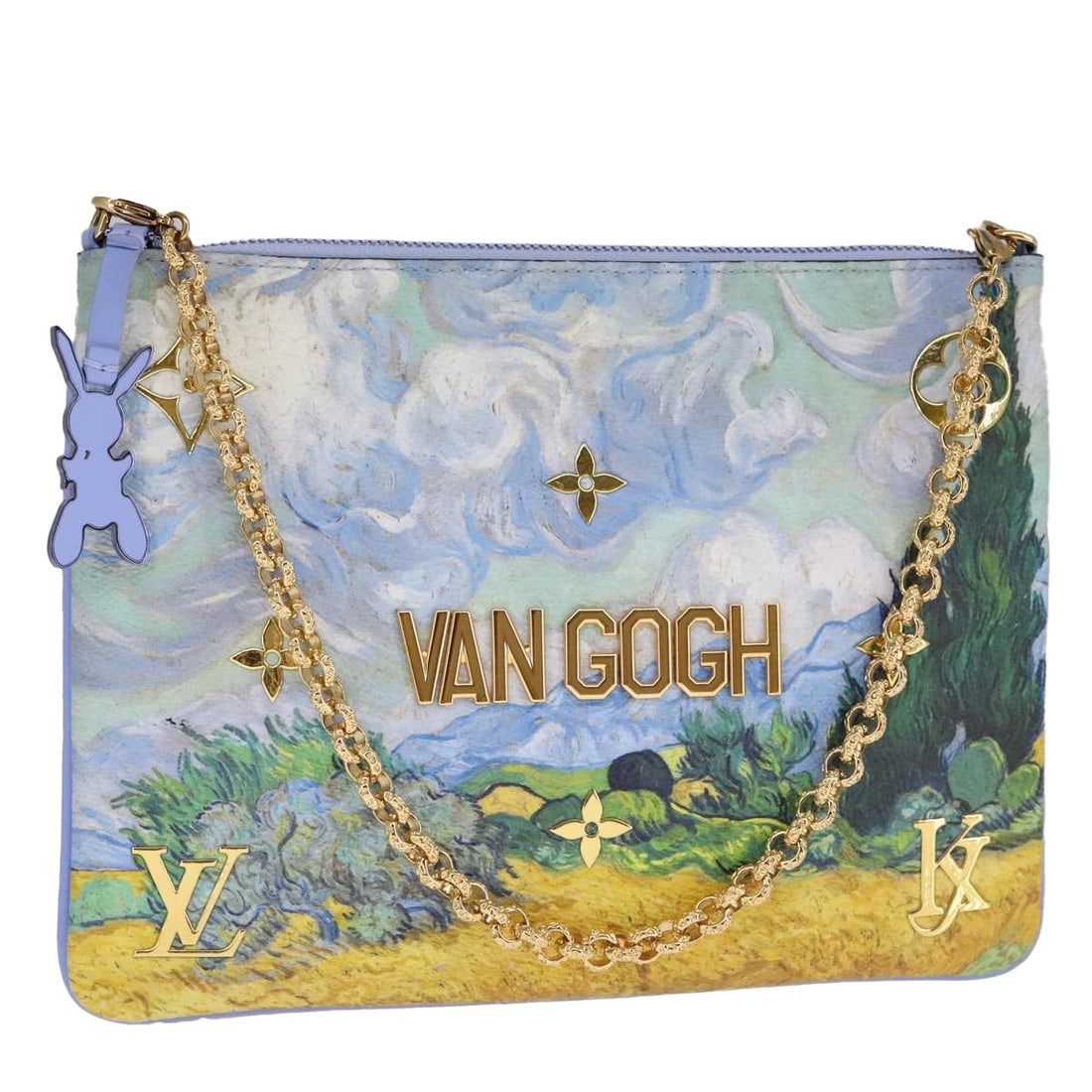 Louis Vuitton M64620 Masters Collection Pochette Pla Van Gogh Pouch: Louis Vuitton M64620 Masters Collection Pochette Pla Van Gogh Pouch Louis Vuitton Masters Collection Pochette Pla Van Gogh pouch in blue PVC leather, made in France. This women's pouch comes with a du