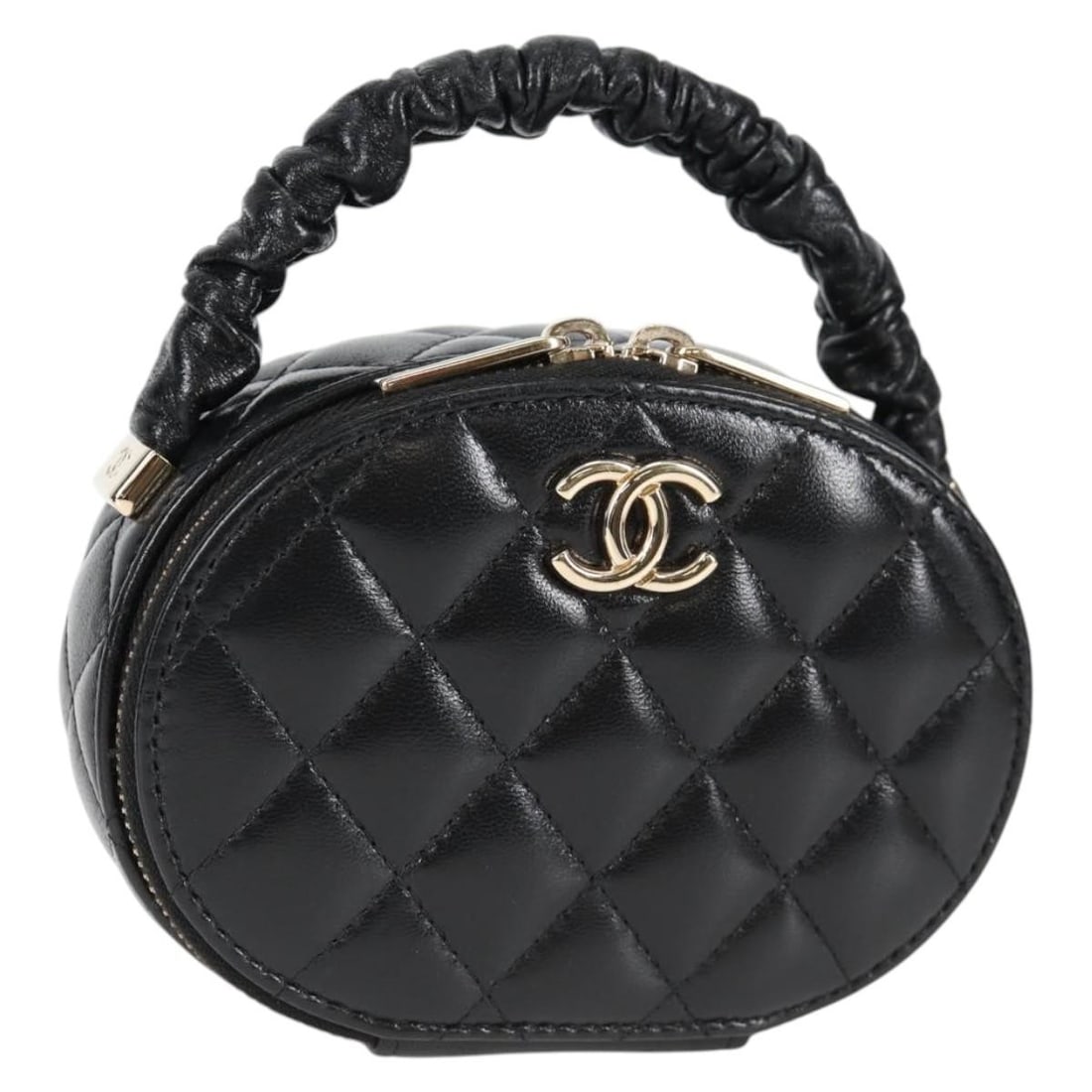 CHANEL CC Matelasse Lamb Skin Pouch Black Gold: CHANEL CC Matelasse Lamb Skin Pouch Black Gold This CHANEL Matelasse pouch is crafted in black lamb skin with gold-tone exterior details. It is made in Italy and comes with a dust bag and guarantee ca
