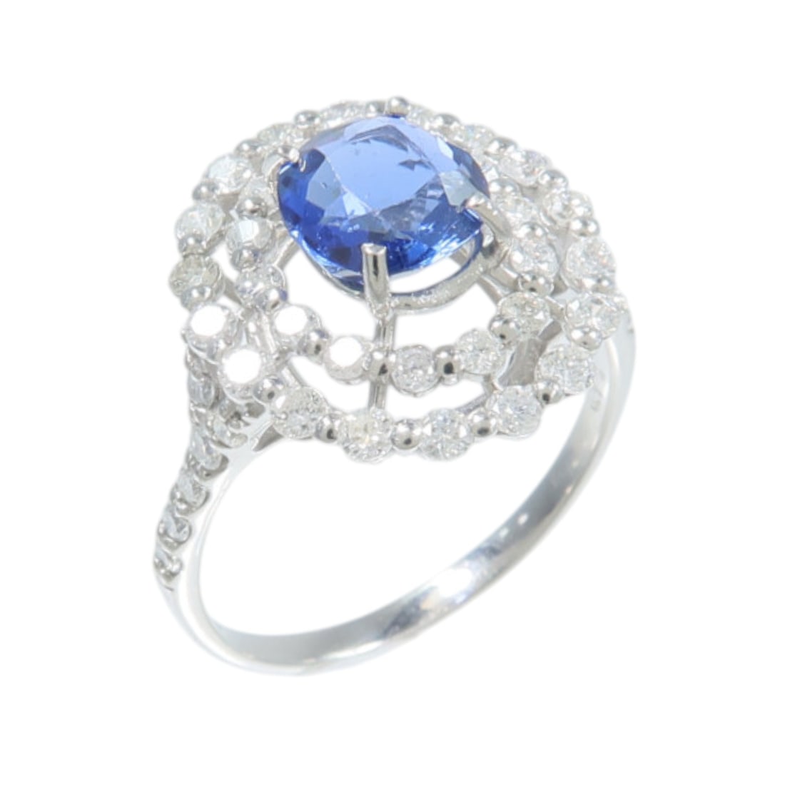 Pt950 Platinum Sapphire Diamond Ring US Size 6.25 (1 of 9)