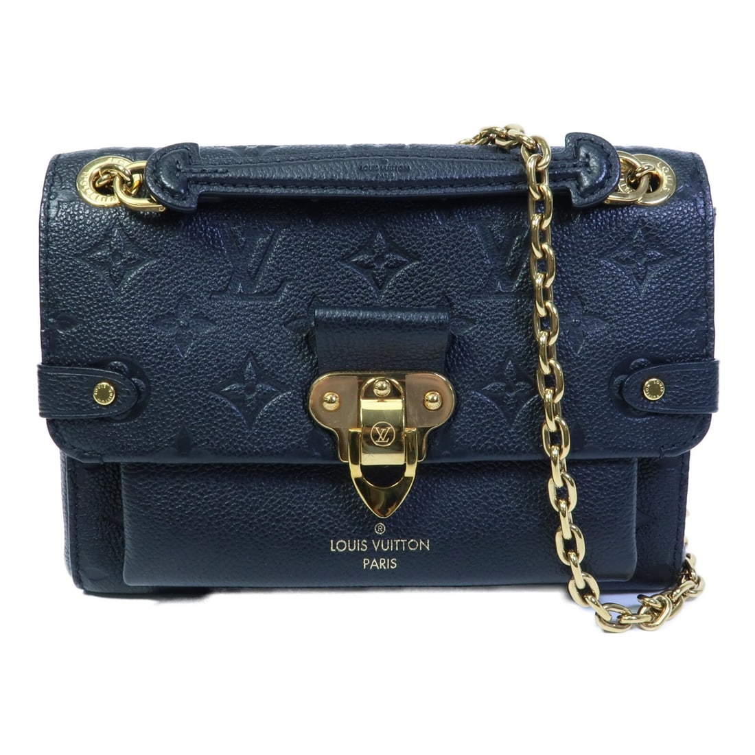 Louis Vuitton Vavin BB M44550 black Monogram Empreinte shoulder bag: Louis Vuitton Vavin BB M44550 black Monogram Empreinte shoulder bag Louis Vuitton Vavin BB chain shoulder bag in black Monogram Empreinte calfskin. This women's shoulder bag features a structured desi