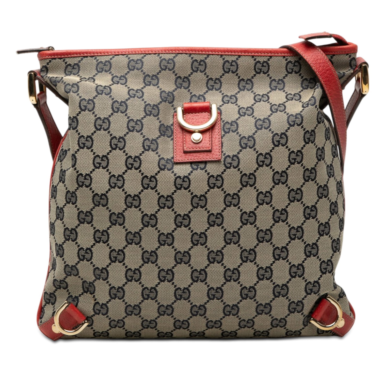 Gucci Abbey D Ring Crossbody Bag in GG Canvas: Gucci Abbey D Ring Crossbody Bag in GG Canvas Gucci Abbey D Ring crossbody bag in beige GG canvas with leather trim. This crossbody style features a flat leather strap, top zip closure, and an interio