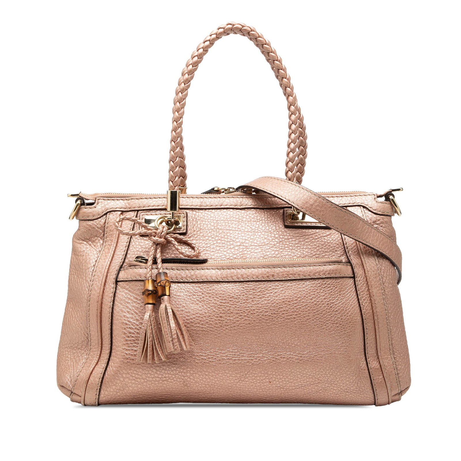Gucci Bella Satchel Metallic Pink Pebbled Calfskin Leather Bag (1 of 7)