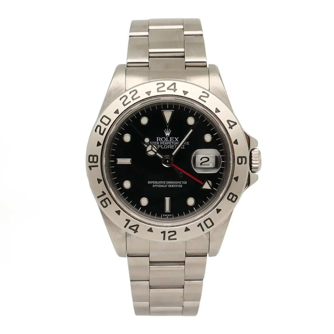 Rolex Explorer 16570 mens automatic wristwatch black dial steel 40mm: Rolex Explorer 16570 mens automatic wristwatch black dial steel 40mm Pre-owned Rolex Explorer II men's wristwatch with automatic movement and black dial. This watch comes with its original box and pap