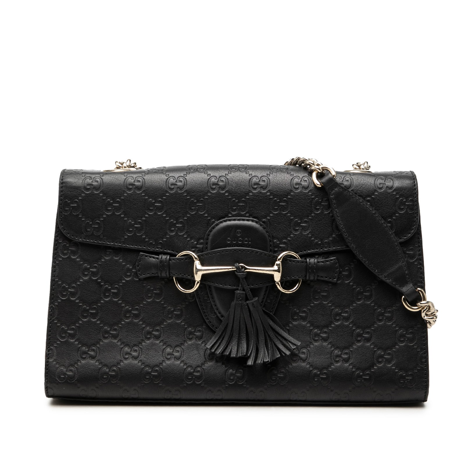 Gucci Emily Medium Guccissima Leather Shoulder Bag Black (1 of 6)