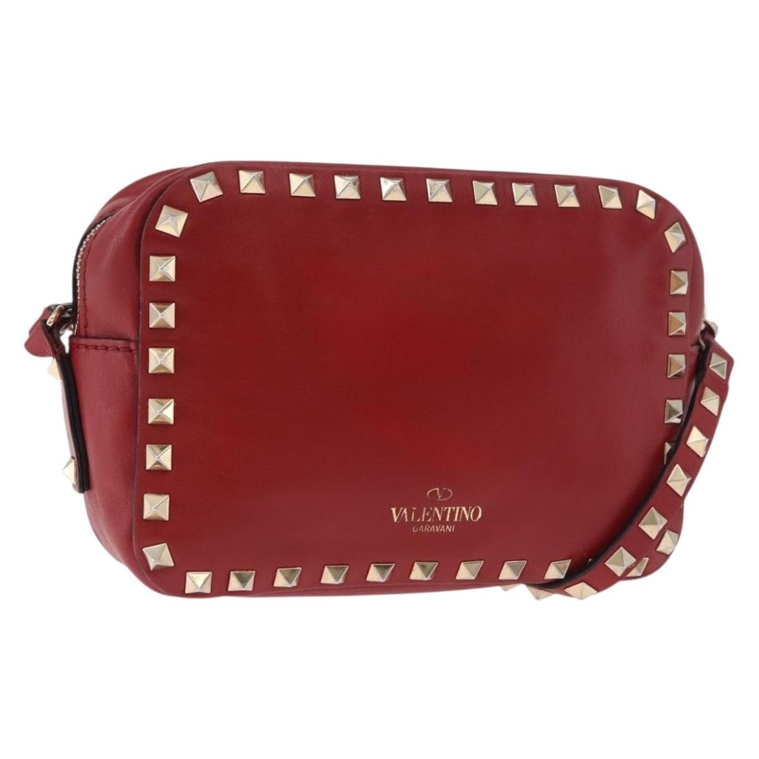 Valentino Garavani Rockstud Camera leather shoulder bag red (1 of 18)