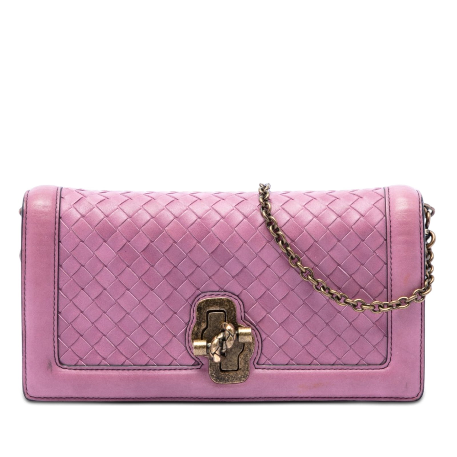 Bottega Veneta Olimpia Knot pink intrecciato nappa shoulder bag: Bottega Veneta Olimpia Knot pink intrecciato nappa shoulder bag Bottega Veneta Olimpia Knot shoulder bag crafted in woven nappa leather with the brand's Intrecciato design. This shoulder bag features 