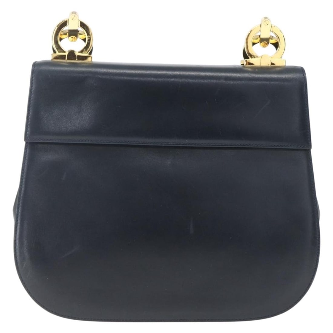 Navy Leather Chain Shoulder Bag Salvatore Ferragamo Gancini: Navy Leather Chain Shoulder Bag Salvatore Ferragamo Gancini Salvatore Ferragamo Gancini leather bag in navy, designed for female use. It is made in Italy and measures 24 cm x 21 cm x 8 cm. The item