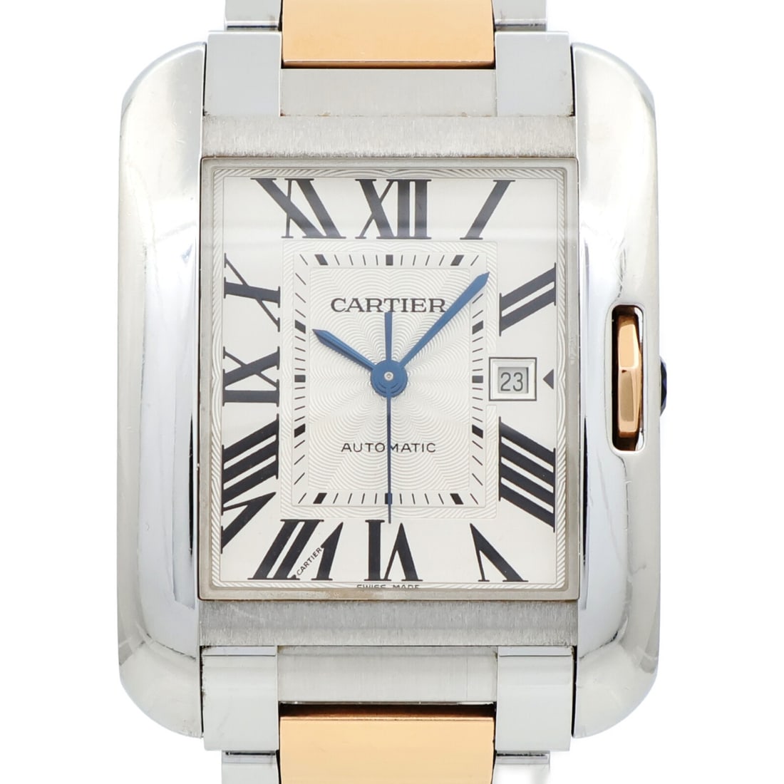 Cartier W5310007 Tank Anglaise mens automatic wristwatch steel 18K yellow gold: Cartier W5310007 Tank Anglaise mens automatic wristwatch steel 18K yellow gold Cartier Tank Anglaise model W5310007 automatic wristwatch for men with a white dial and date display. Crafted in stainles