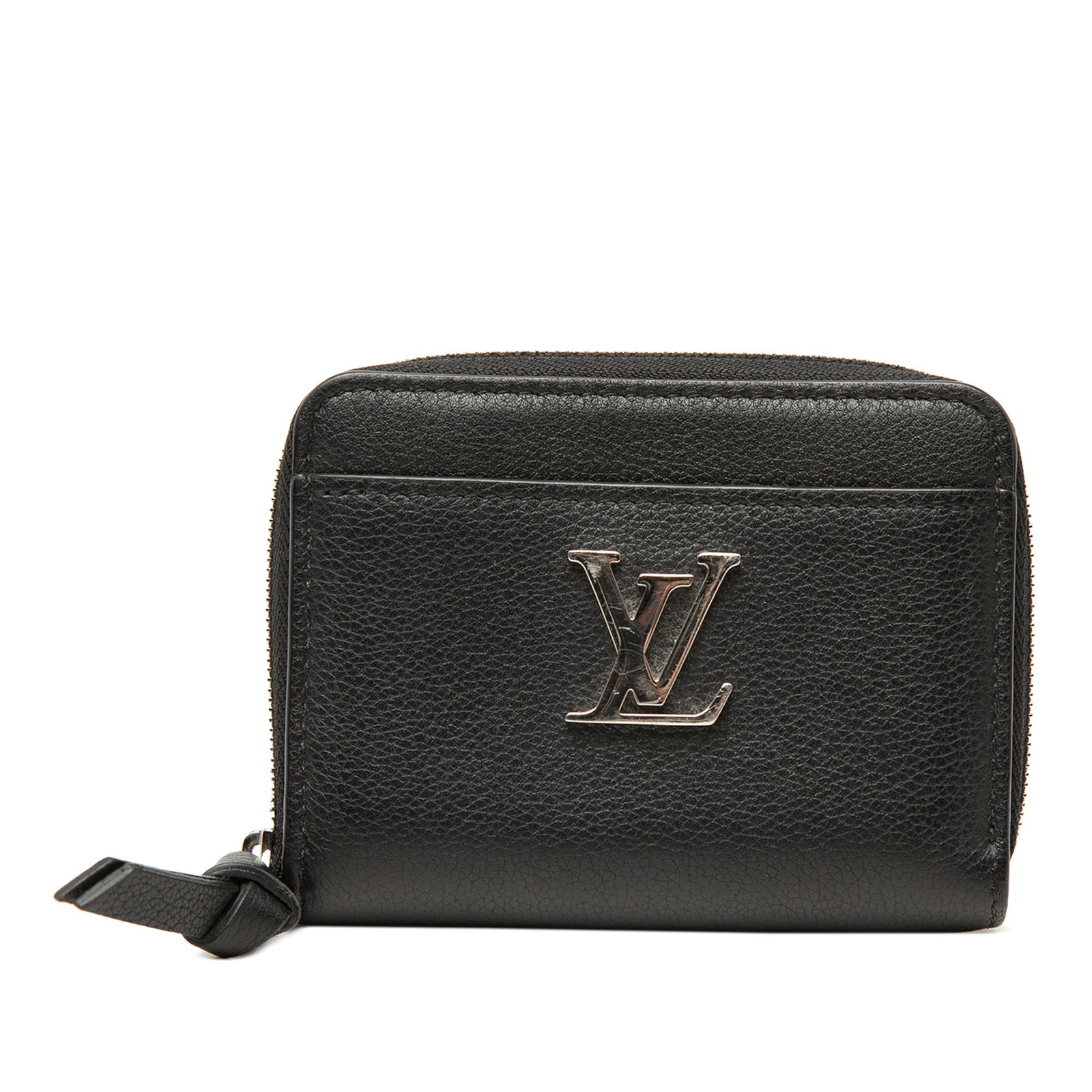 Louis Vuitton Lockme Zippy Calfskin Coin Purse Black: Louis Vuitton Lockme Zippy Calfskin Coin Purse Black Louis Vuitton Lockme Zippy coin purse crafted in black calfskin leather with a zip-around closure. The design includes an exterior slip pocket and 