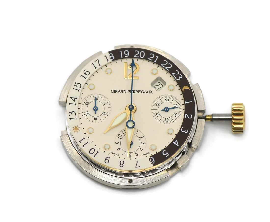 Girard-Perregaux World Time Cal 3387 Watch Movement: Girard-Perregaux World Time Cal 3387 Watch Movement This is a pre-owned Girard-Perregaux World Time Caliber 3387 movement, crafted in Switzerland. The movement measures 34mm in size and is designed fo