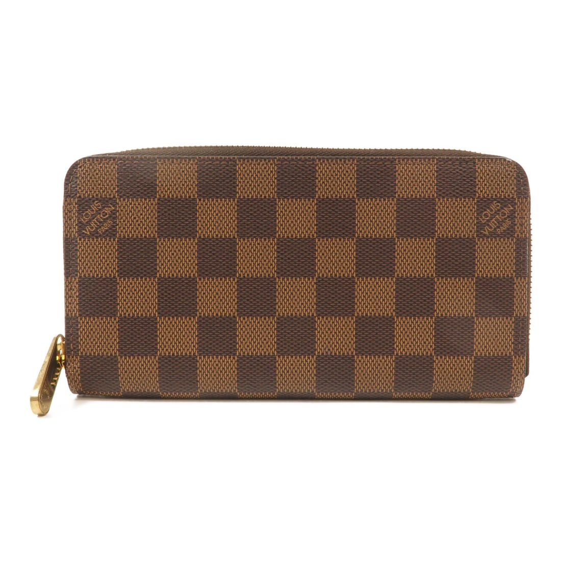 Louis Vuitton N60015 Damier Ebene zip around long wallet brown: Louis Vuitton N60015 Damier Ebene zip around long wallet brown Louis Vuitton zip-around long wallet in Damier PVC coated canvas with a brown colorway. This unisex wallet features multiple interior com