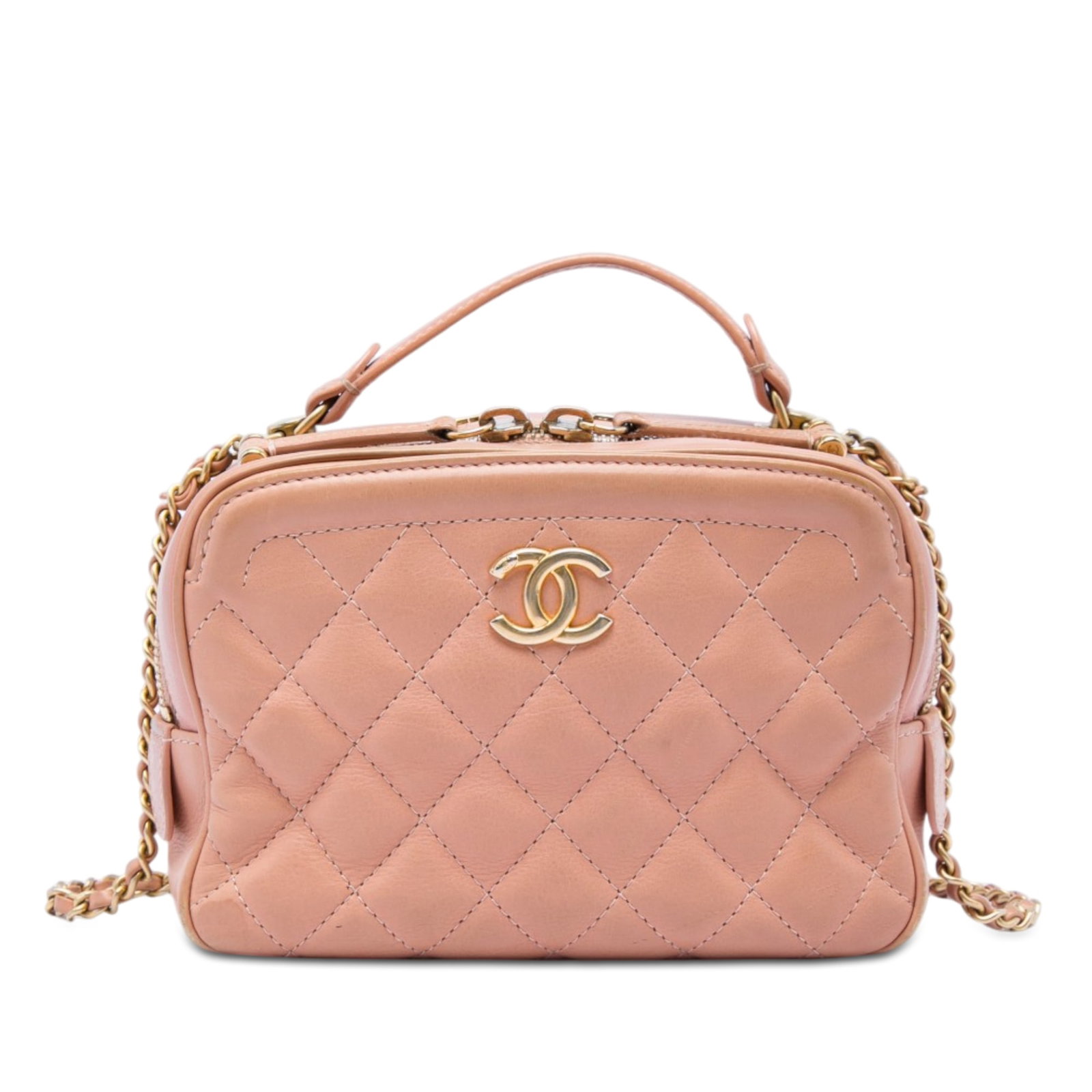 Chanel Small CC Pink Quilted Calfskin Vanity Bag Chain Strap (1 of 6)