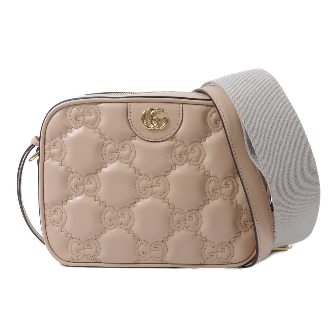 GUCCI 702234 GG Matelasse Shoulder Bag Beige Calfskin GHW: GUCCI 702234 GG Matelasse Shoulder Bag Beige Calfskin GHW A Gucci Matelasse shoulder bag in beige calfskin (cowhide) with GG and GHW details. It is a women's regular-size shoulder bag made in Italy an