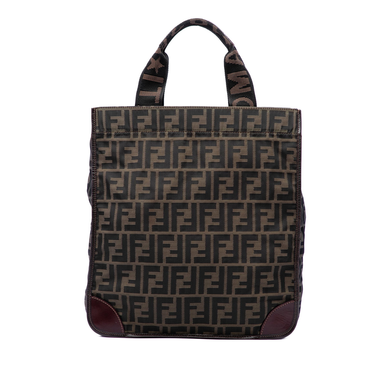 Fendi Zucca Brown Canvas Tote Bag with Leather Trim (1 of 6)