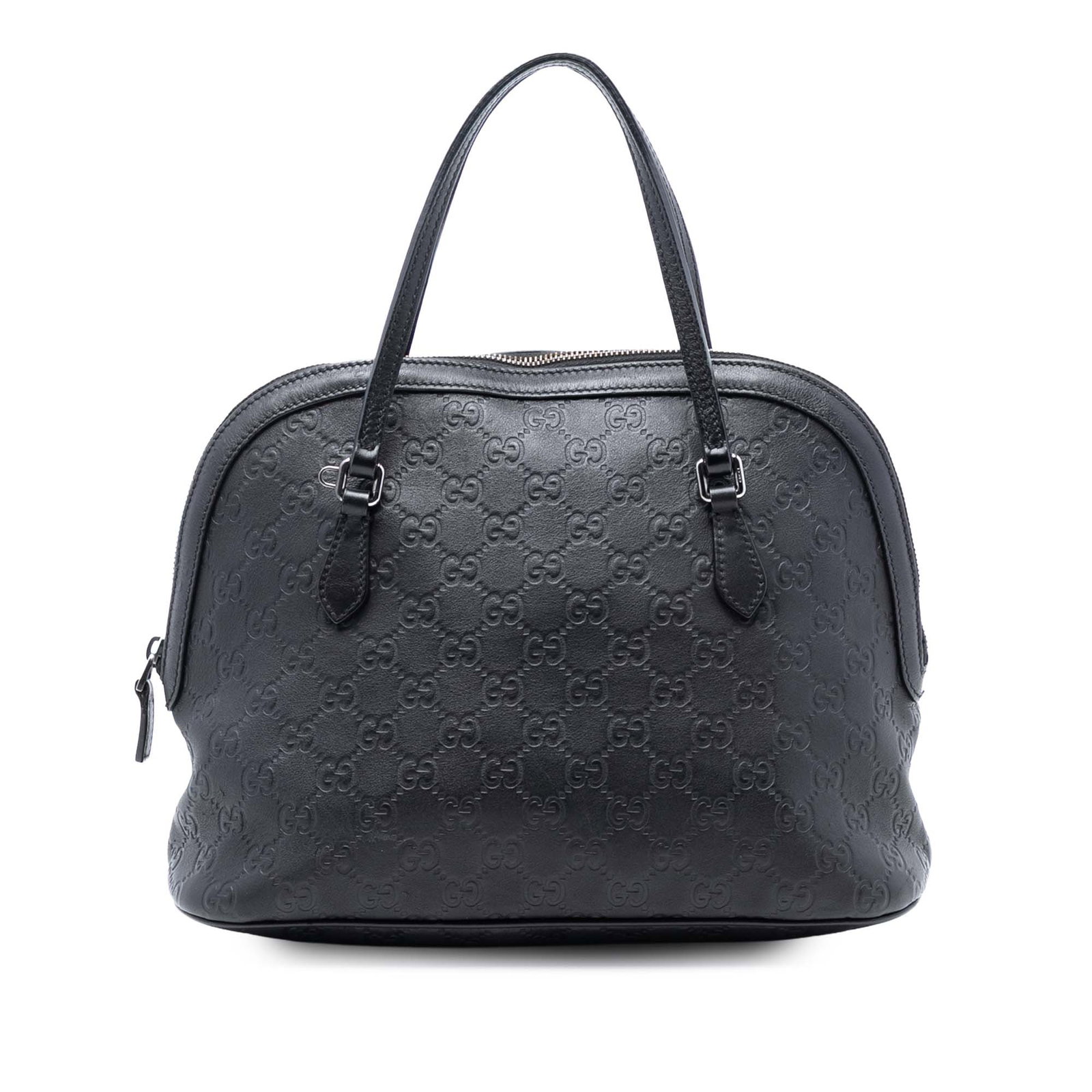Gucci Guccissima Black Leather Dome Satchel Bag Italy (1 of 8)