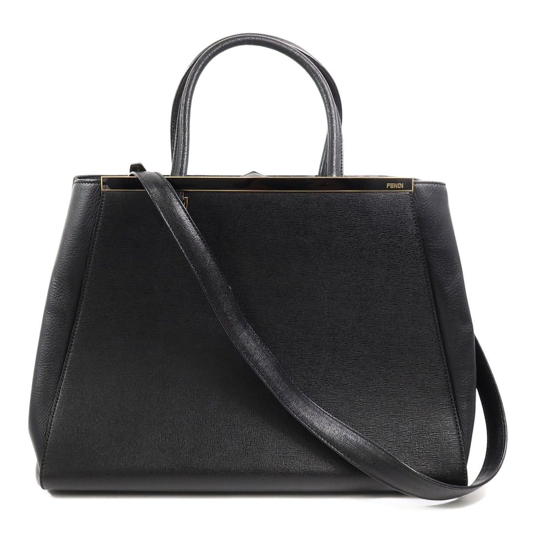 FENDI 2 Jours 8BH250 black calfskin 2 way shoulder bag: FENDI 2 Jours 8BH250 black calfskin 2 way shoulder bag A FENDI 2 Jours 2 Way Shoulder Bag in black calfskin (cowhide) leather. This women's bag is a regular size design made in Italy and features a bl