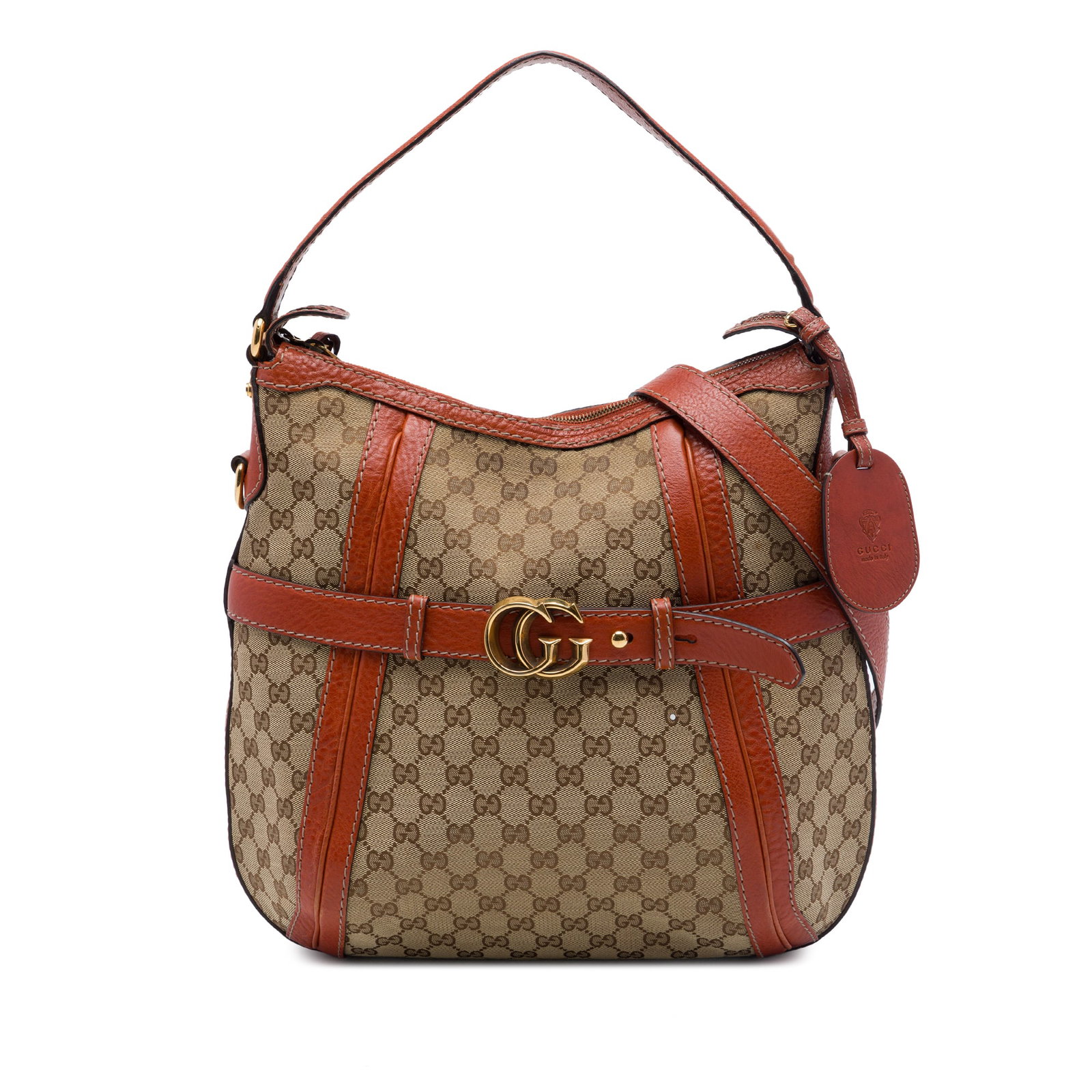 Gucci Running Satchel Medium GG Canvas Beige Leather Trim Bag (1 of 6)
