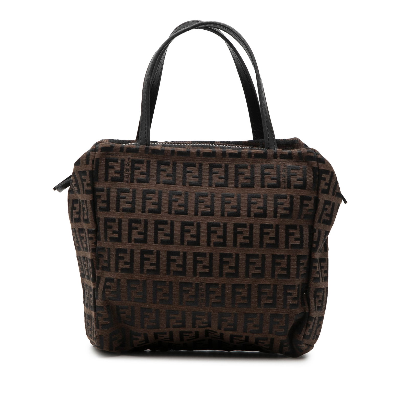 Fendi Mini Zucchino Brown Canvas Zip Handbag (1 of 7)
