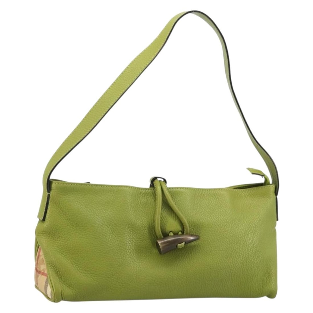 Green Leather Burberry Women's Shoulder Bag Made in Italy: Green Leather Burberry Women's Shoulder Bag Made in Italy This Burberry shoulder bag features a green leather exterior and is designed for women. Made in Italy, it offers a structured silhouette with 