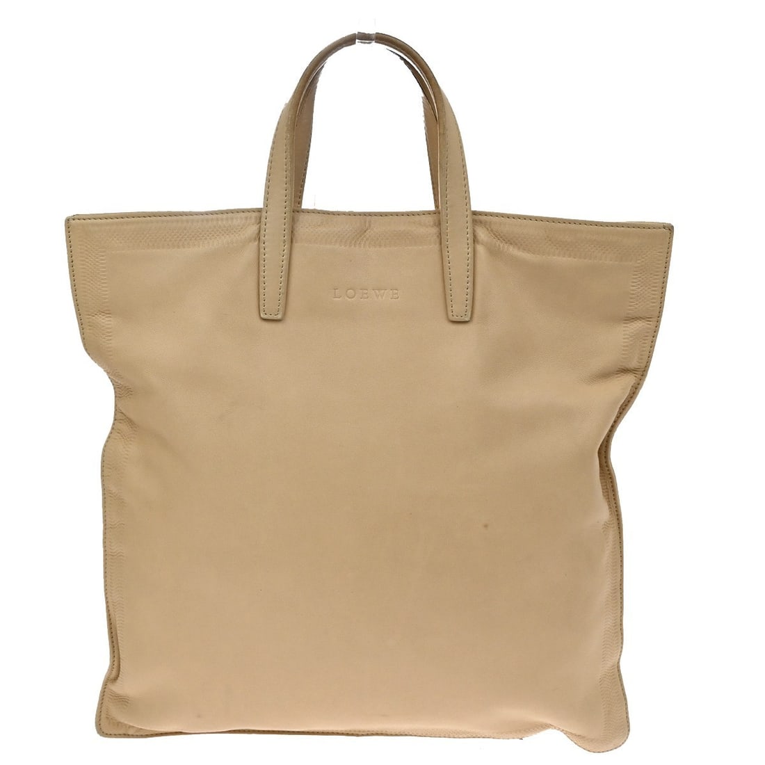 Loewe Vintage Beige Leather Handbag: Loewe Vintage Beige Leather Handbag Vintage Loewe leather item in beige with a good overall condition. The exterior shows light scuffs, light dirt, light marks, wrinkles, and light scratches. The inte